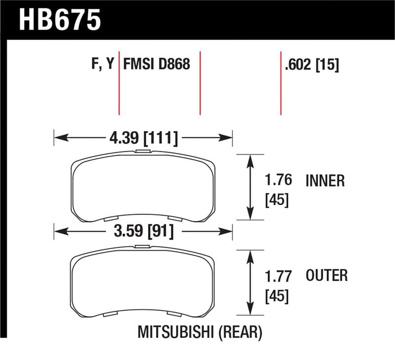 Hawk 09+ Mitsubishi Lancer Ralliart / 08+ Lancer GTS LTS Rear Brake Pads