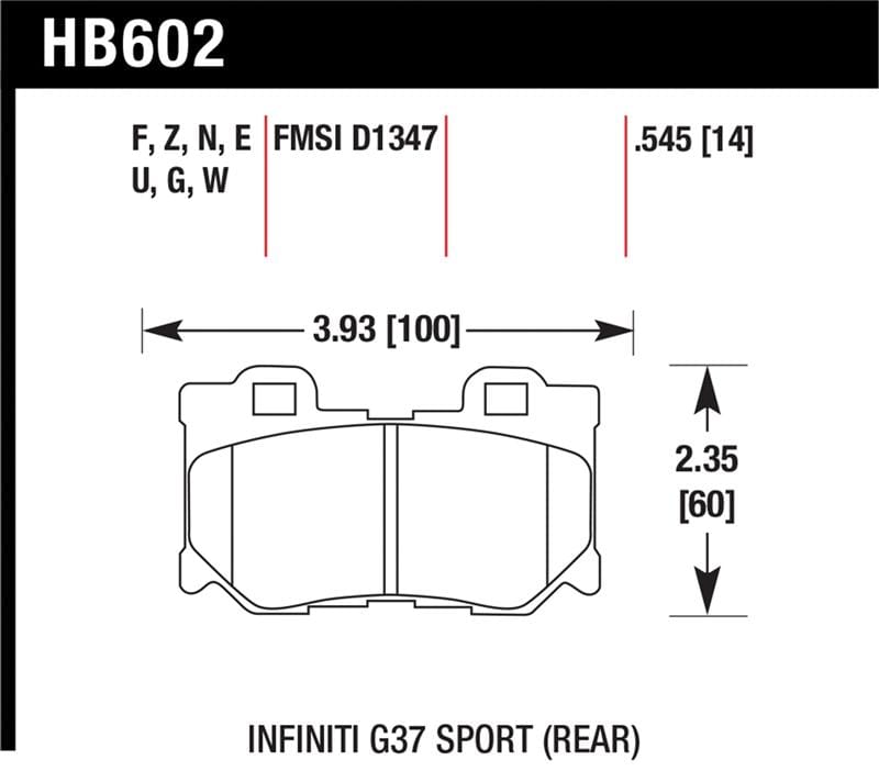 Hawk 10-12 Infiniti FX50 / 09-12 G37 / 09-13 Nissan 370Z DTC-30 Race Rear Brake Pads