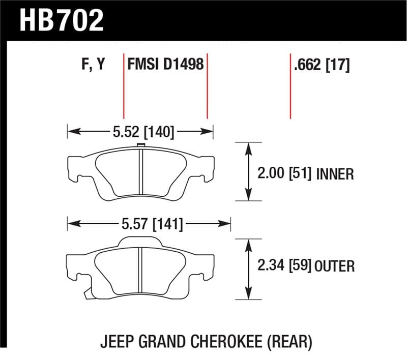 Hawk 11-12 Dodge Durango / 11-12 Jeep Grand Cherokee LTS Rear Street Brake Pads