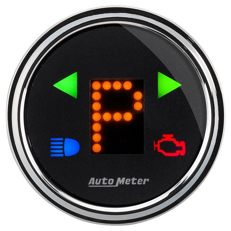 Autometer Designer 2-1/16in Chrome Domed Lens Black Dial PRNDL Gauge