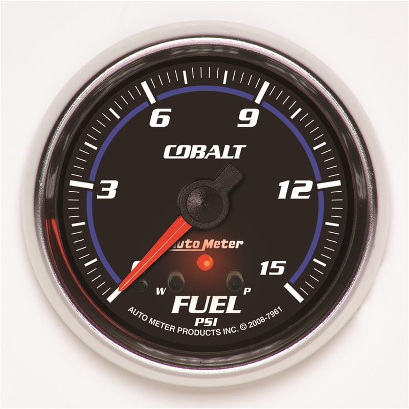 AutoMeter Gauge Fuel Press 2-5/8in. 15PSI Stepper Motor W/ Peak & Warn Cobalt