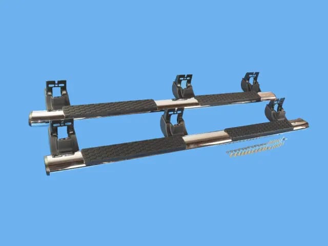 Tubular Side Steps Chrome Aluminum Cab Length For Quad Cab